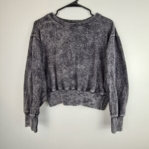 Be You Acid Wash Sweatshirt‎ Gray Women's Small Oversized Cropped Sweater Top